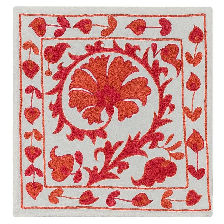 Silk Hand Embroidery Cushion Cover, Decorative Cotton Suzani Lace