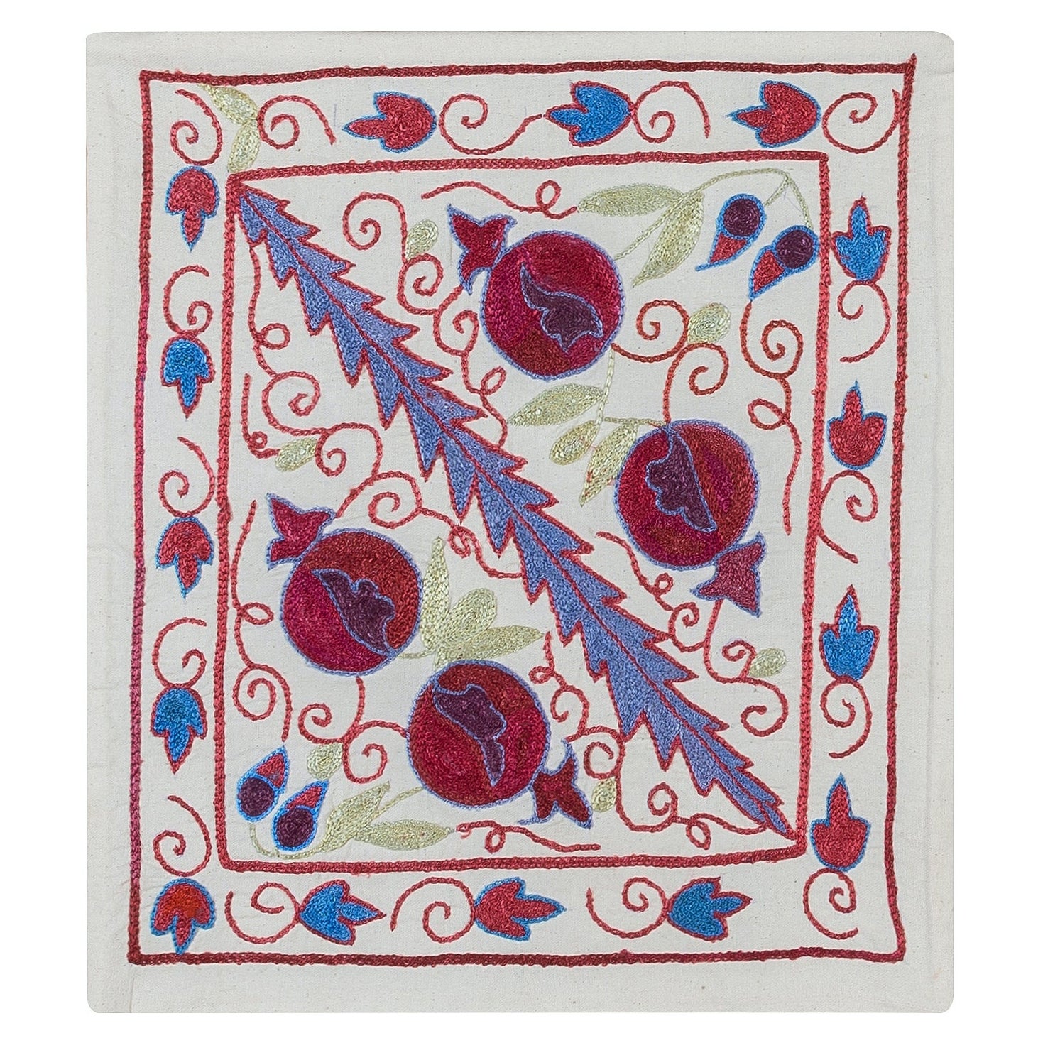 Silk Hand Embroidery Cushion Cover, Suzani Sham, Decorative Toss Pillow