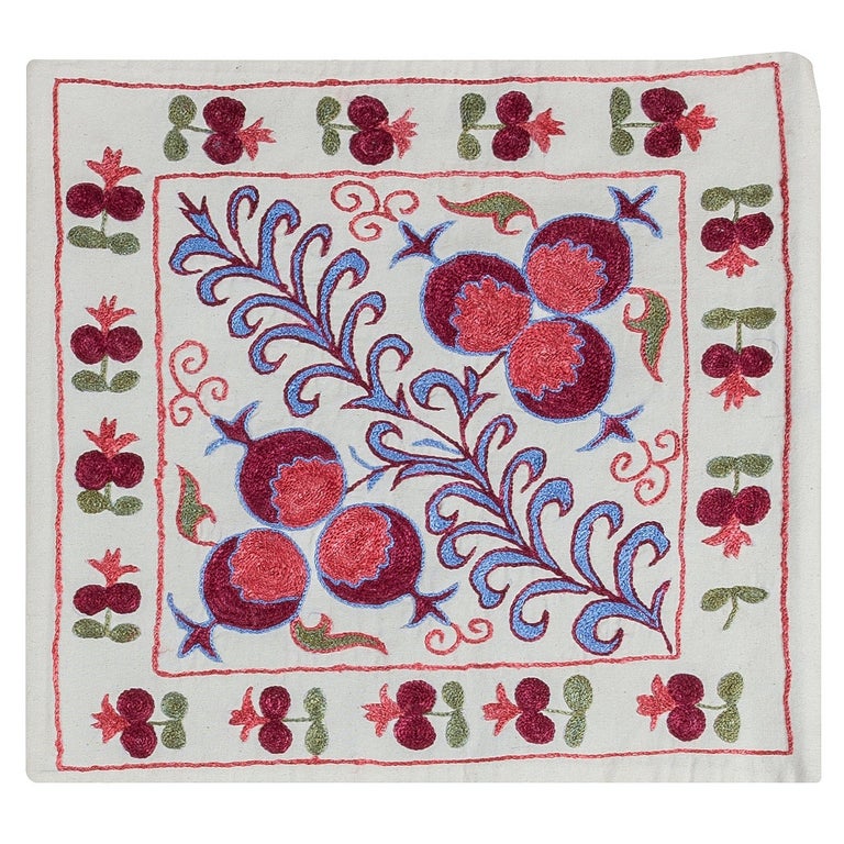 Purple - Hand Embroidery Cushion Cover in Chanderi Silk 18