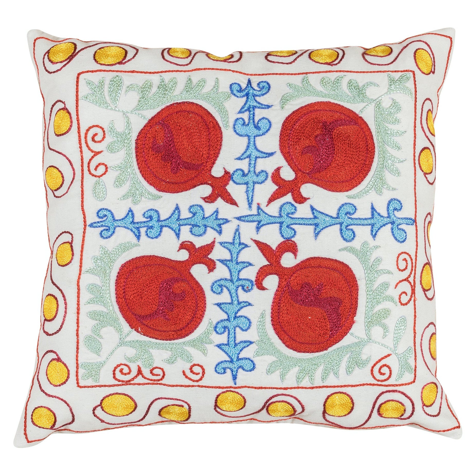 Splendid Silk Hand Embroidery Uzbek Suzani Textile Cushion Cover For Sale
