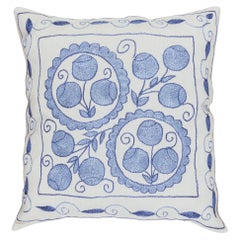 Silk Hand Embroidered Suzani Throw Pillow Cover, New Uzbek Toss Pillow