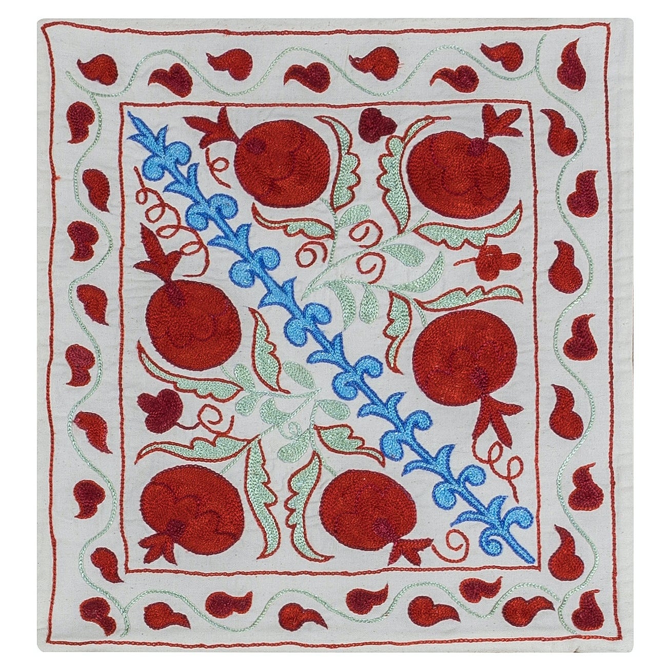Silk Embroidery Cushion Cover, Handmade Suzani Cotton Pillowcase