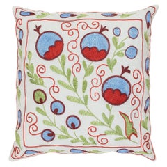 Silk Embroidery Cushion Cover, Pomegranate Tree Design Suzani Pillow