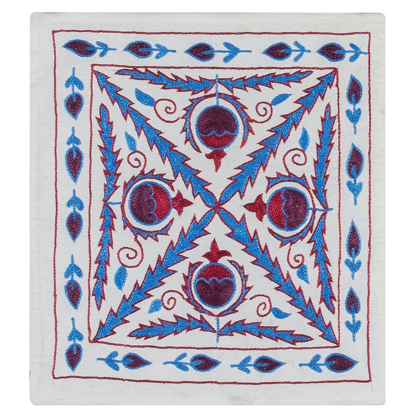 Silk Embroidery Cushion Cover, Uzbek Handmade Suzani Pillowcase For Sale