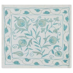 Contemporary Hand Embroidered Silk Cushion Cover, Uzbek Suzani Sham