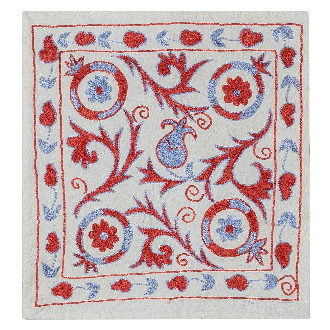 Housse de coussin décorative Suzani faite à la main, housse de coussin ouzbek. 18 "x19"