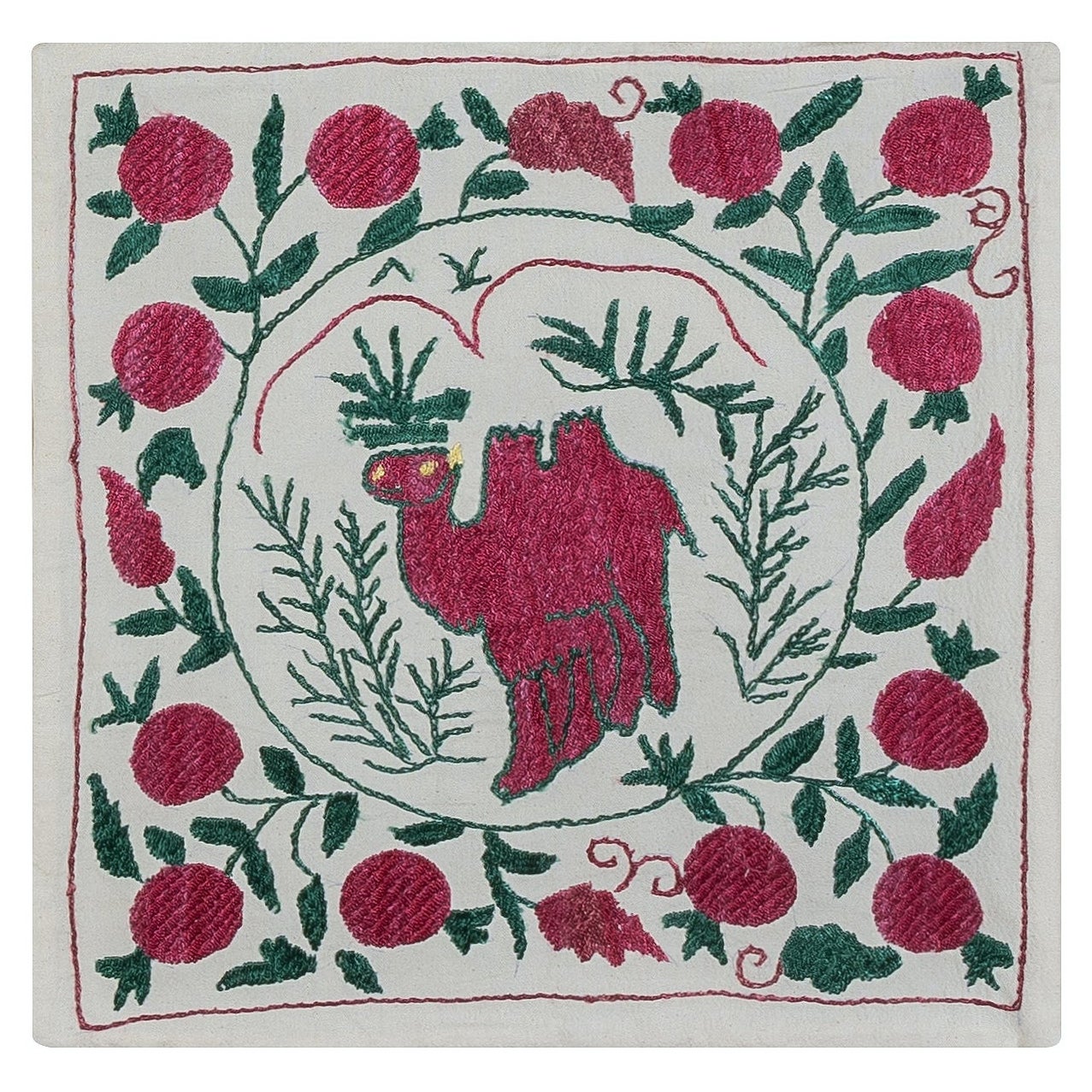 Home Decor Silk Hand Embroidered Suzani Cushion Cover from Uzbekistan