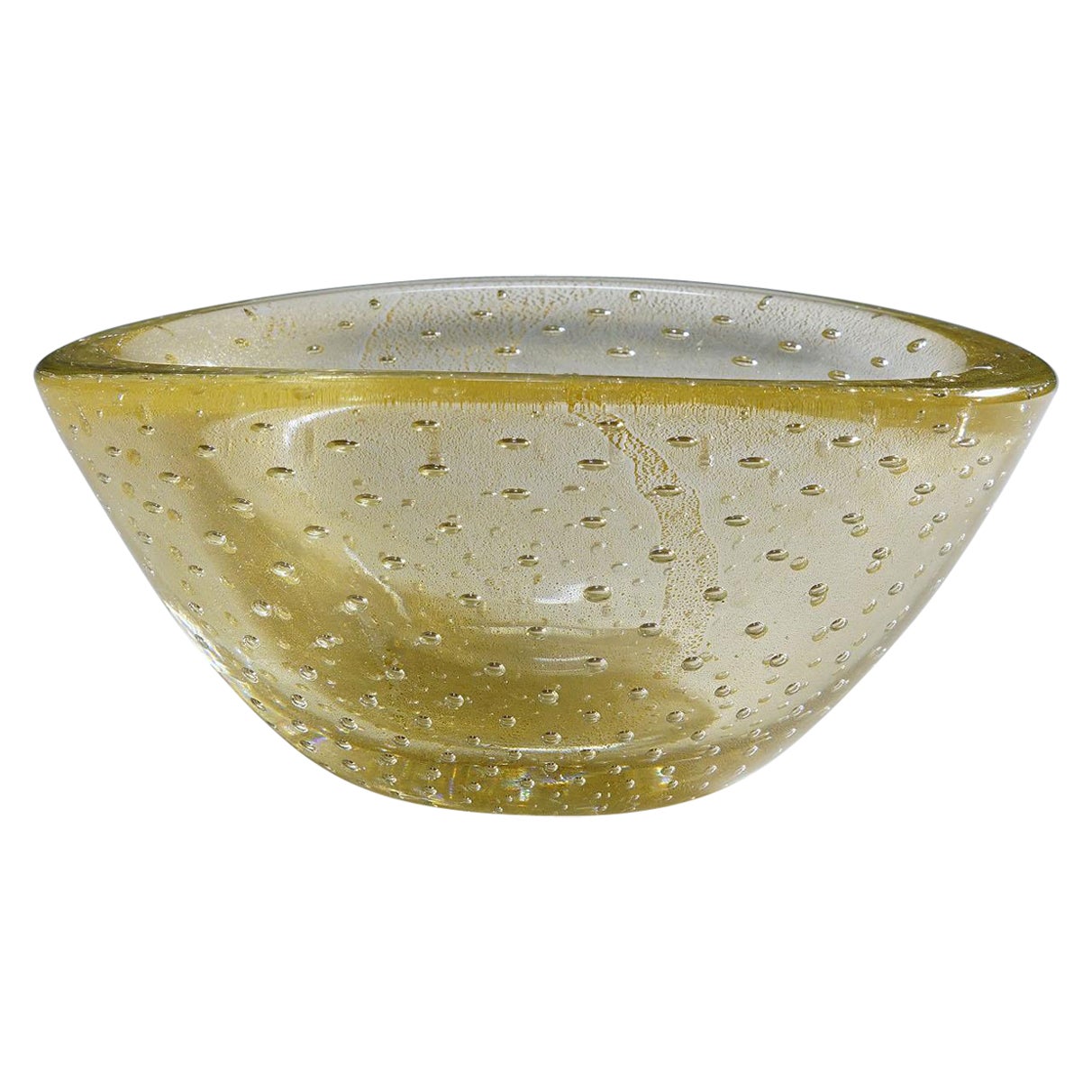 Bol en verre d'art Vintage avec feuille d'or par Barovier, Murano Italie, années 1950 en vente