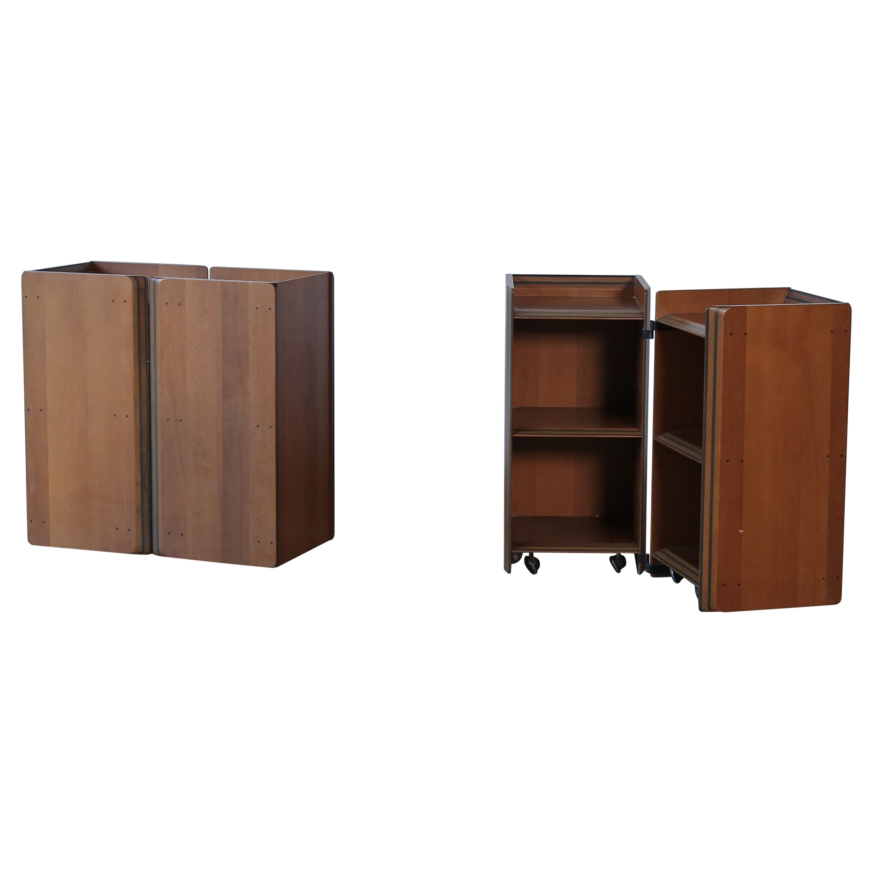 Pair of Artona Nightstands / Side Tables by Afra and Tobia Scarpa, Italy, 1970s For Sale