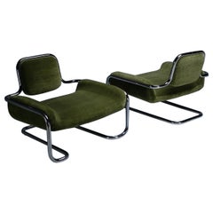 Green Mohair Lemon Sole Lounge Chairs by Kwok Hoi Chan. Ed. Steiner