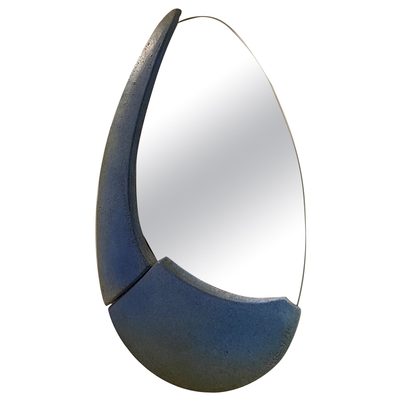 Brutalist Ceramic Mirror by Defer For Sale