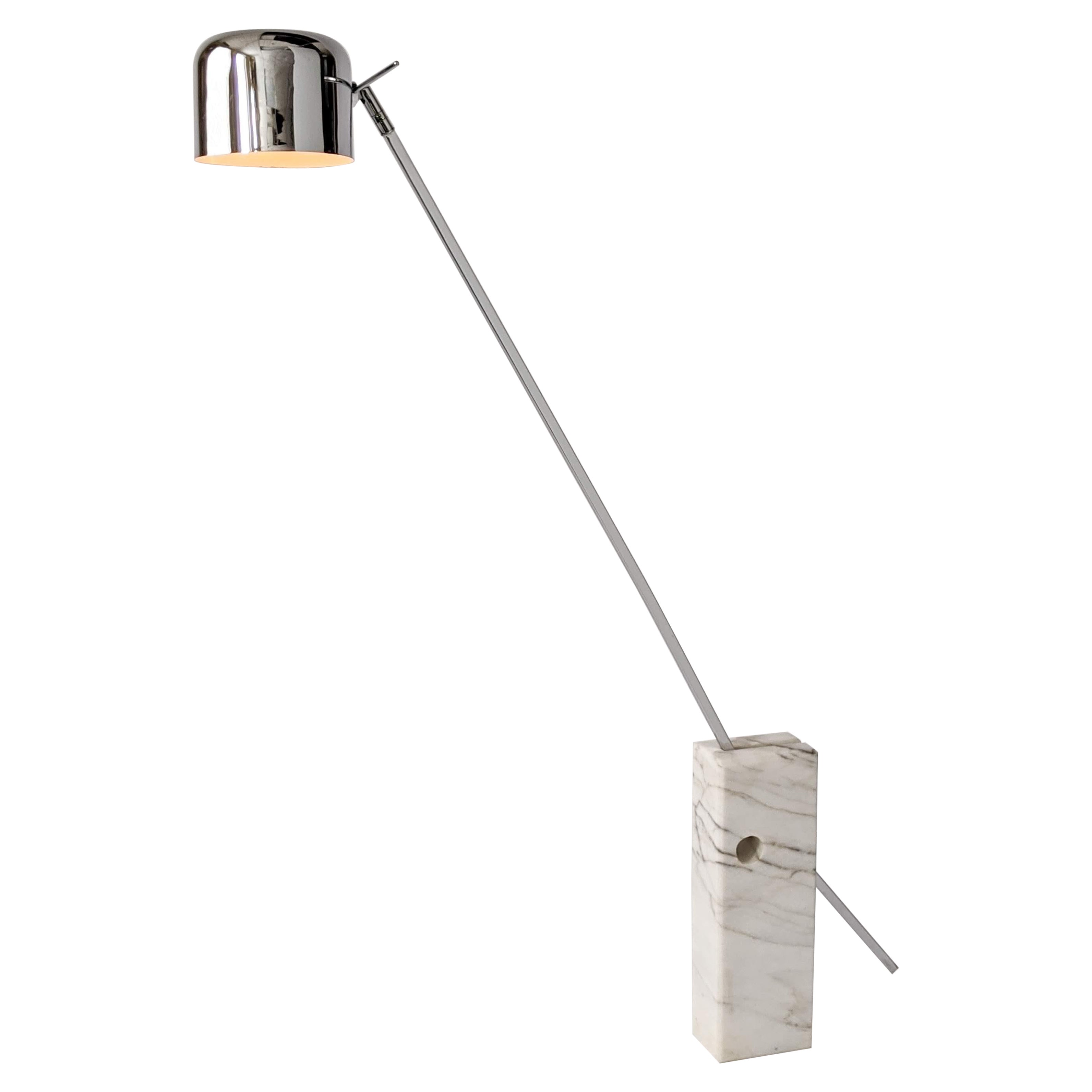 1970s Joe Colombo Style Chrome and Marble Floor Lamp, Italy For Sale