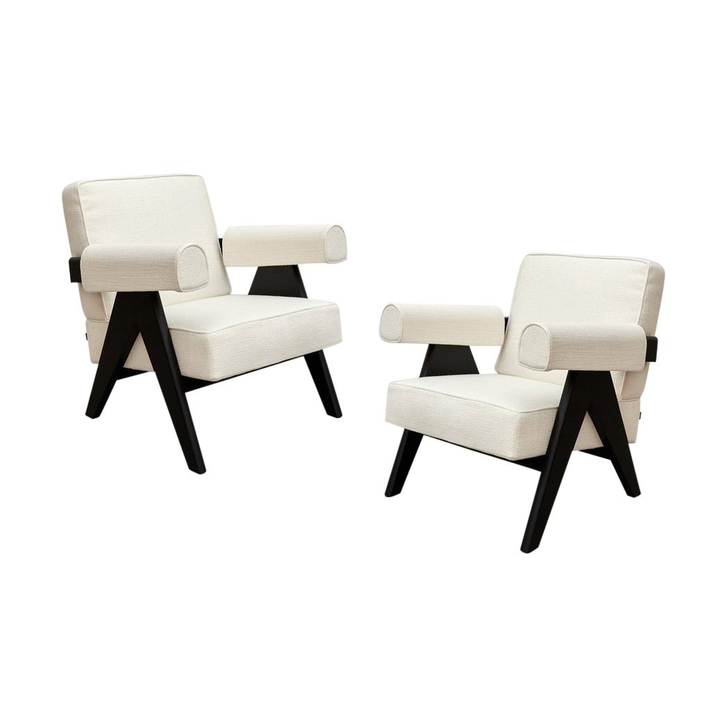 Set of 2 Pierre Jeanneret 053 Capitol Complex Armchair by Cassina For Sale