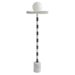 21st Century Green and White Marble SARE Floor Lamp with Milk Glass