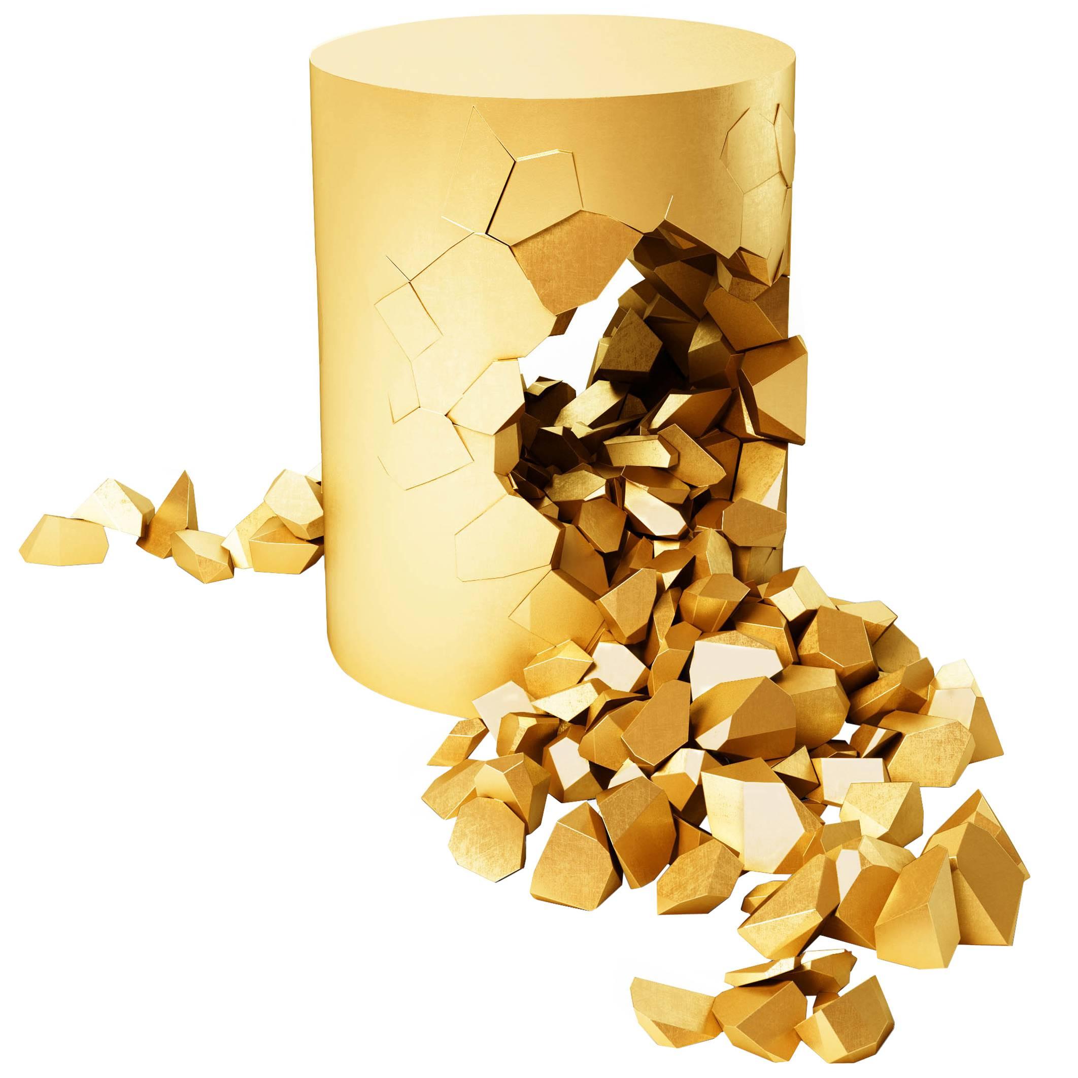Stool, Bullet Pouf, Gold-Plated Customizable by Janne Kyttanen For Sale