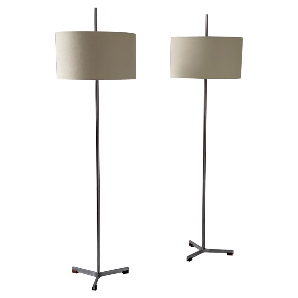 Pair of 1960s Danish Floor Lamps by Jo Hammerborg with New Shades For Sale