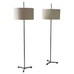 Vintage Pair of 1960s Danish Floor Lamps by Jo Hammerborg with New Shades