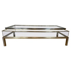 Midcentury Brass, Chrome, and Glass Showcase Coffee Table
