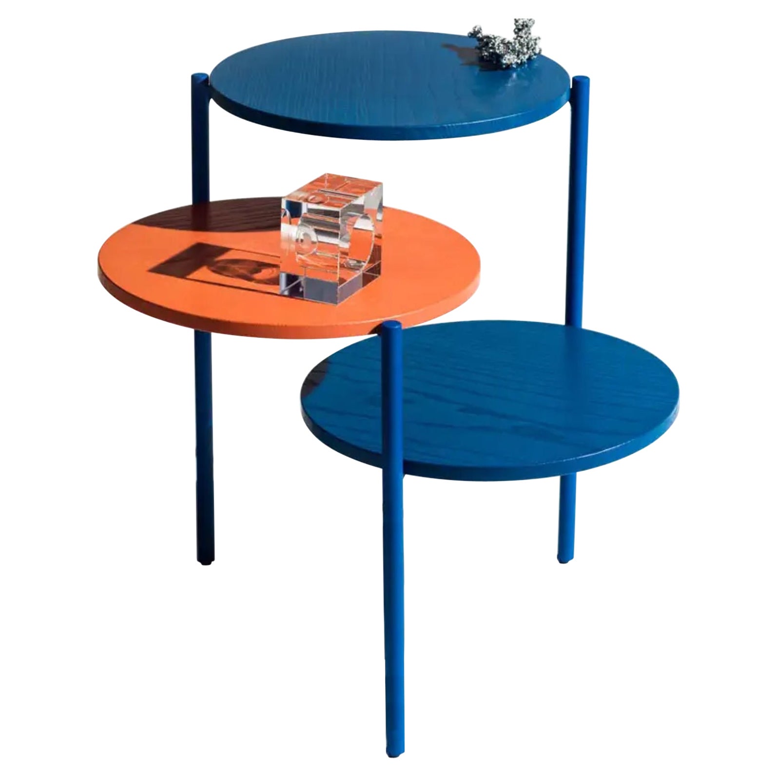 Triplo Orange and Blue Coffee Table by Mason Editions For Sale