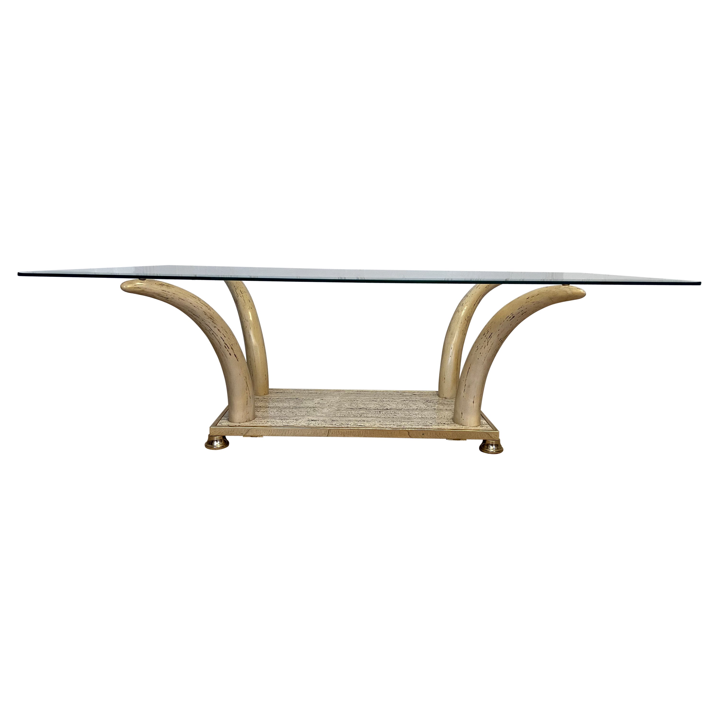 Mid-Century Modern Faux Elephant Tusk Coffee Table, 1970-1980s For Sale