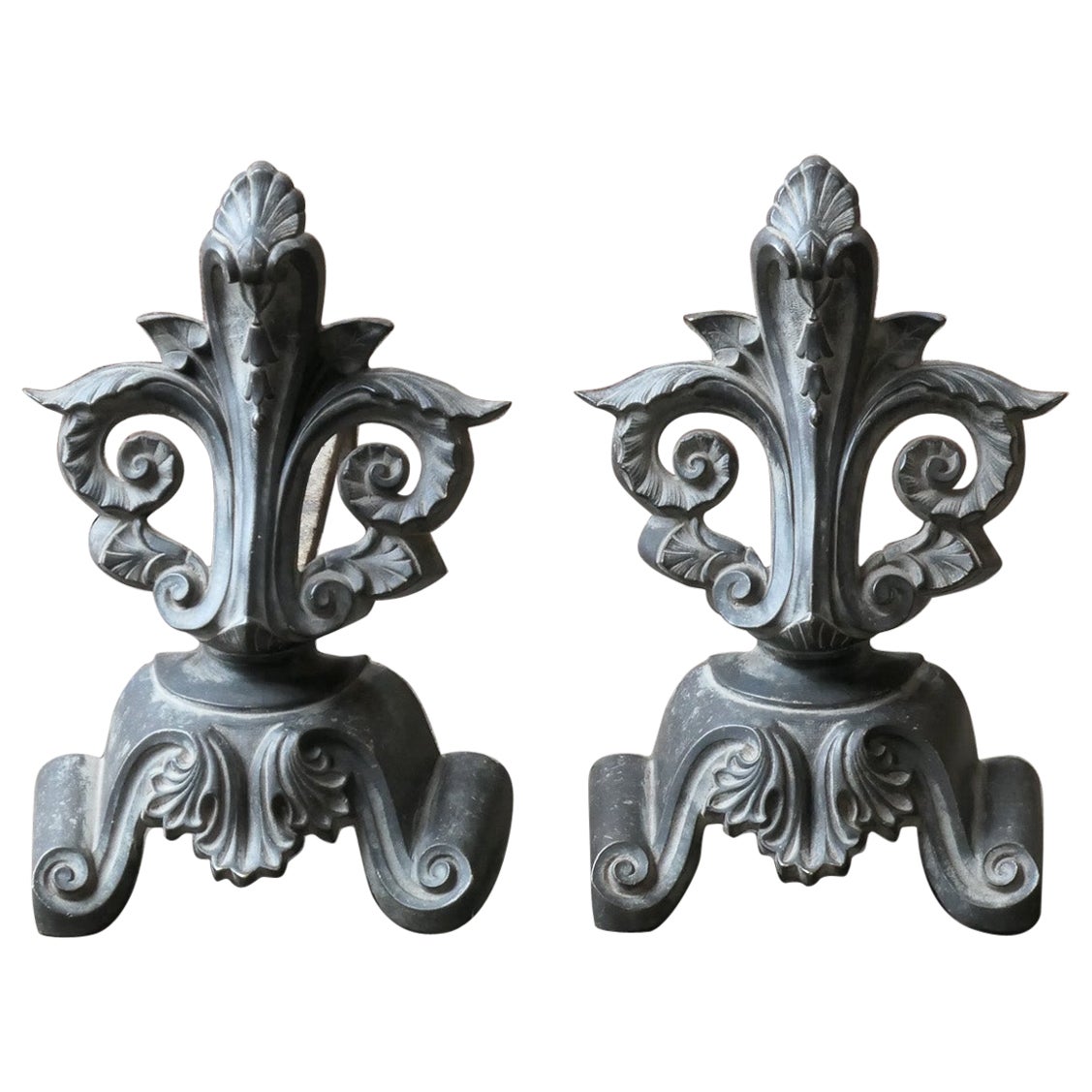 Antique Napoleon III French Andirons, 19th Century For Sale