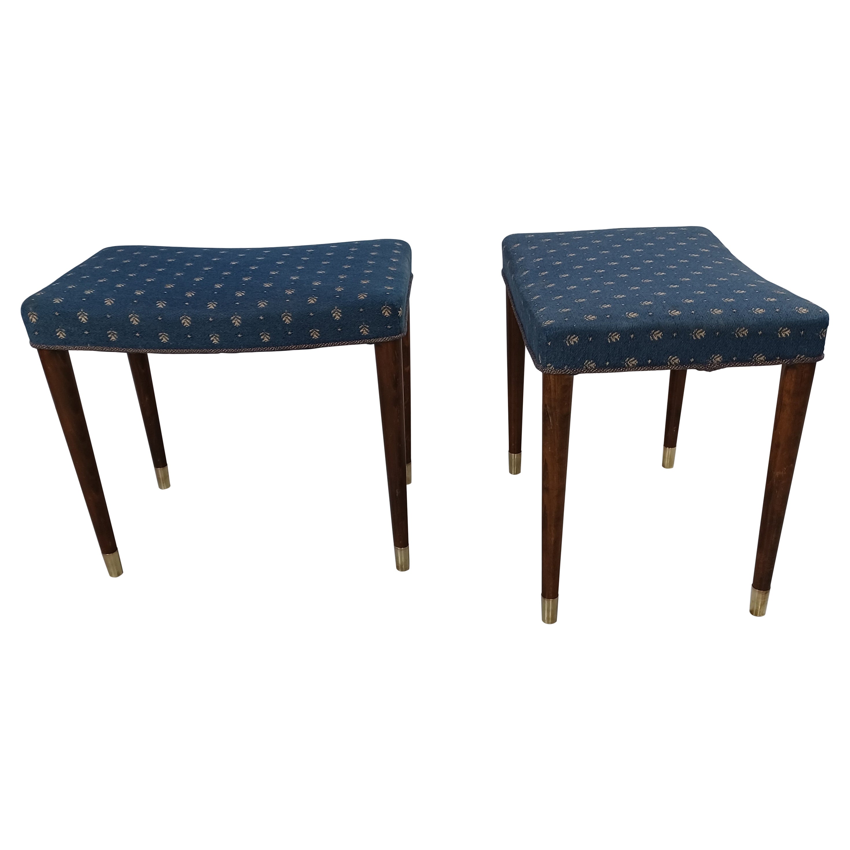 1930's Set of Two Restored Danish Robert Rasmussen Art Deco Stools