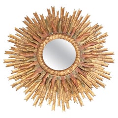  Miroir à étages finement sculpté et doré Sunburst