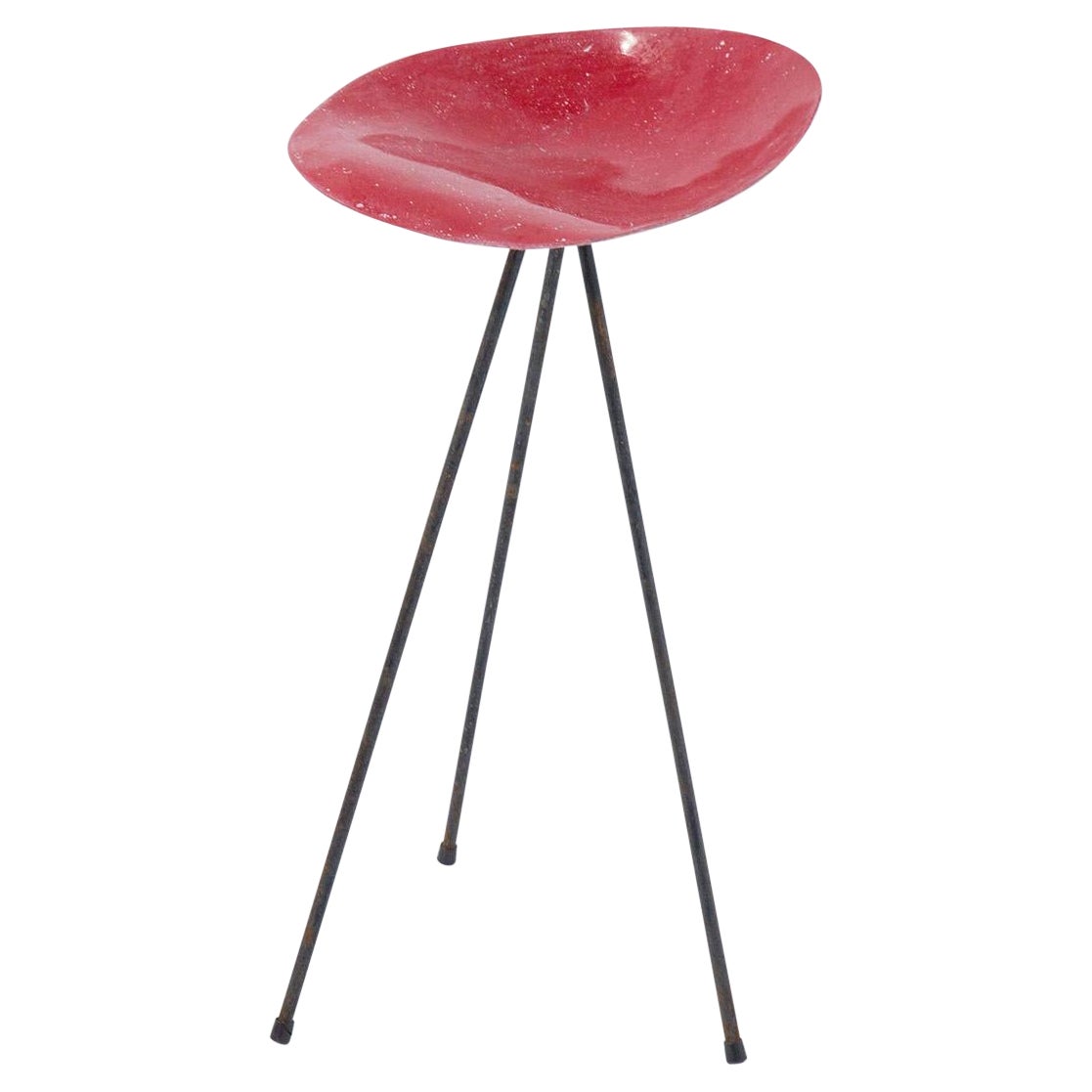 Tabouret rouge Jean Raymond Picard en résine française 