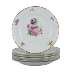 Bing & Grøndahl, six Saxon Flower dinner plates in porcelain