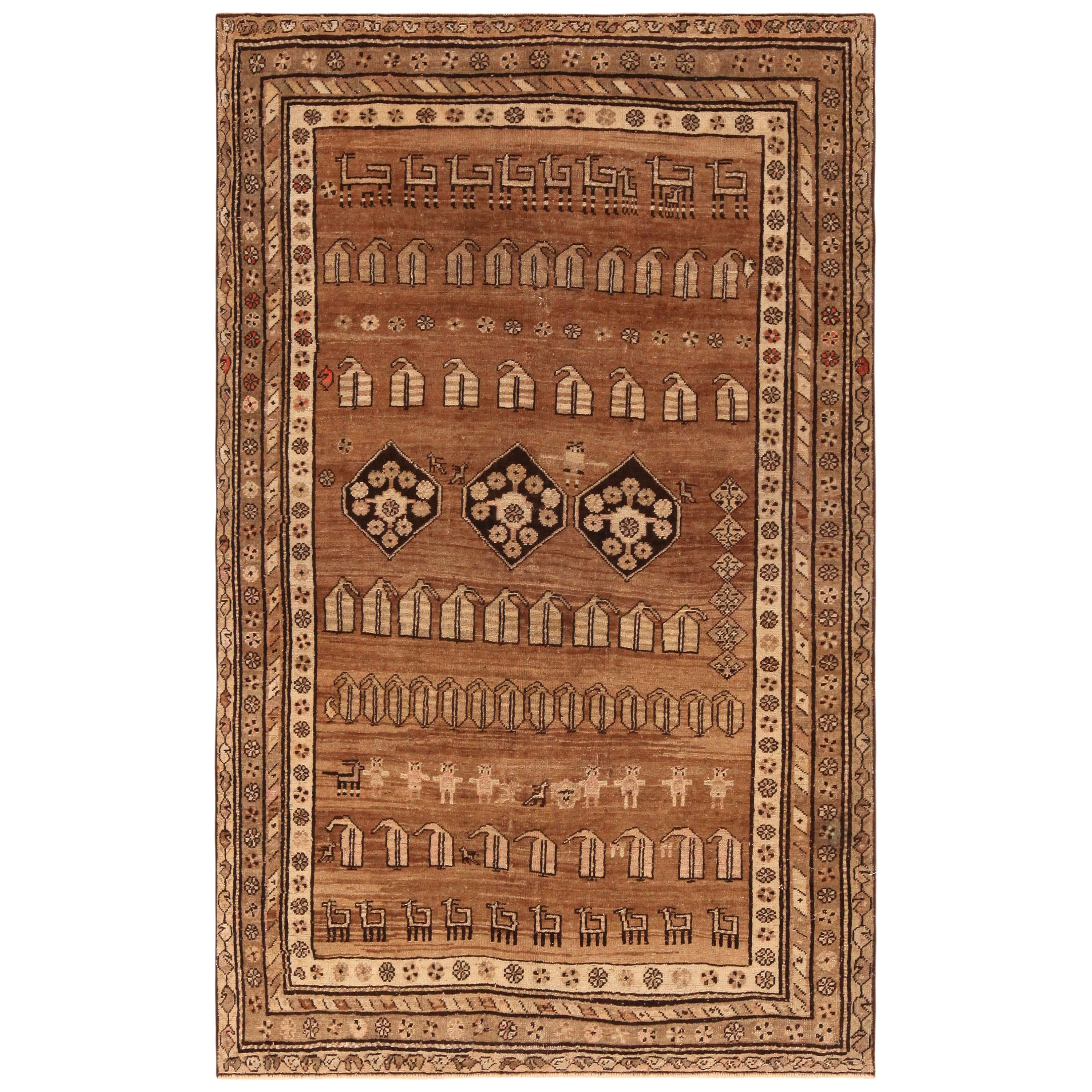 Tapis persan Bidjar vintage. 4 pieds 2 po. x 6 pieds 5 po.