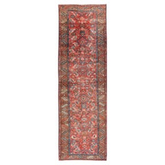 Antique Persian Heriz Runner with Colorful All-Over Stylized Floral Design