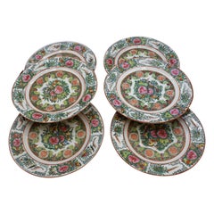 Set of 20th Century Rose Canton Dinner Plates