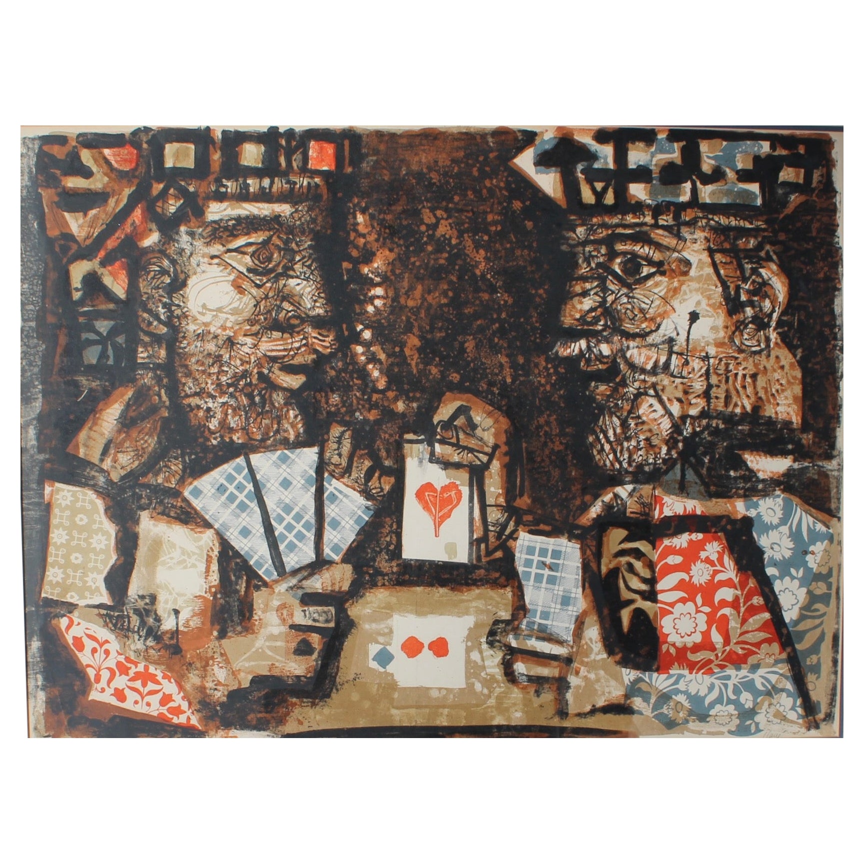 Antoni Clave (1913-2005) "Le jeu de cartes" 1956 Lithographie