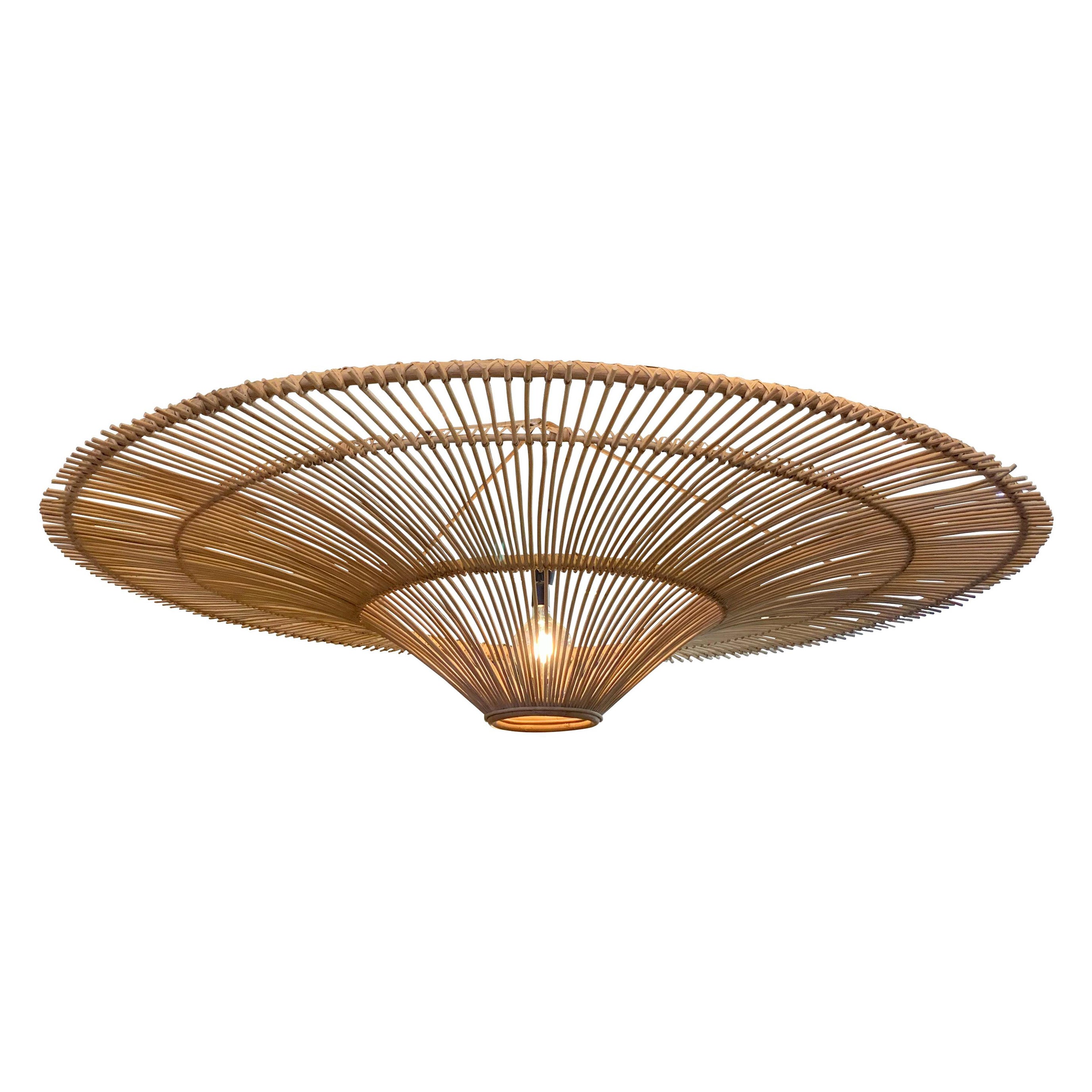 Extra Large Umbrella Shaped Bamboo Chandelier, Indonesia, Contemporary