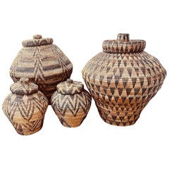 Vintage Unique Collection of African Decorative Baskets 