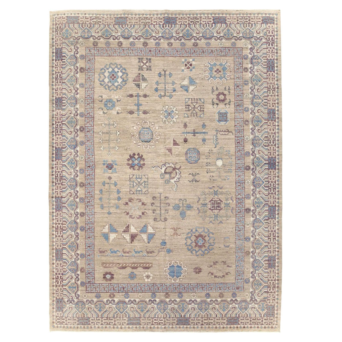 Galerie Shabab Collection Handmade Modern East Turkestan Khotan Room Size Carpet For Sale
