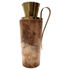 Vintage Turned Beech and Parchment Thermos / Jug by Aldo Tura for Macabo, Italy