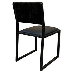Shaker Modern Chair by Ambrozia, Ebonized Oak, Black Leather, Black Cowhide