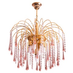 Lady Emily, Pink Drops Murano Chandelier, 1970s