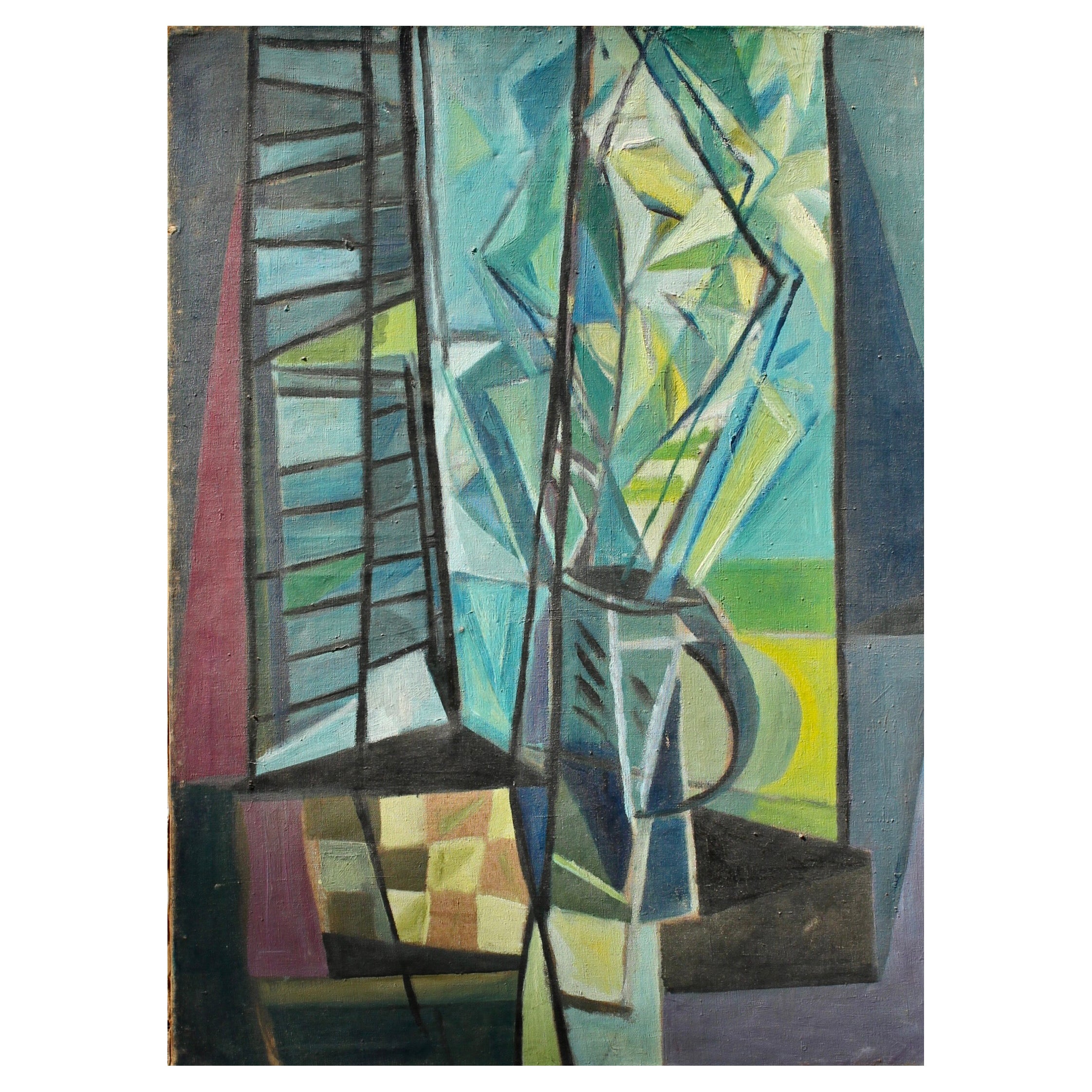 Jacques Villon Style Cubist Still Life For Sale