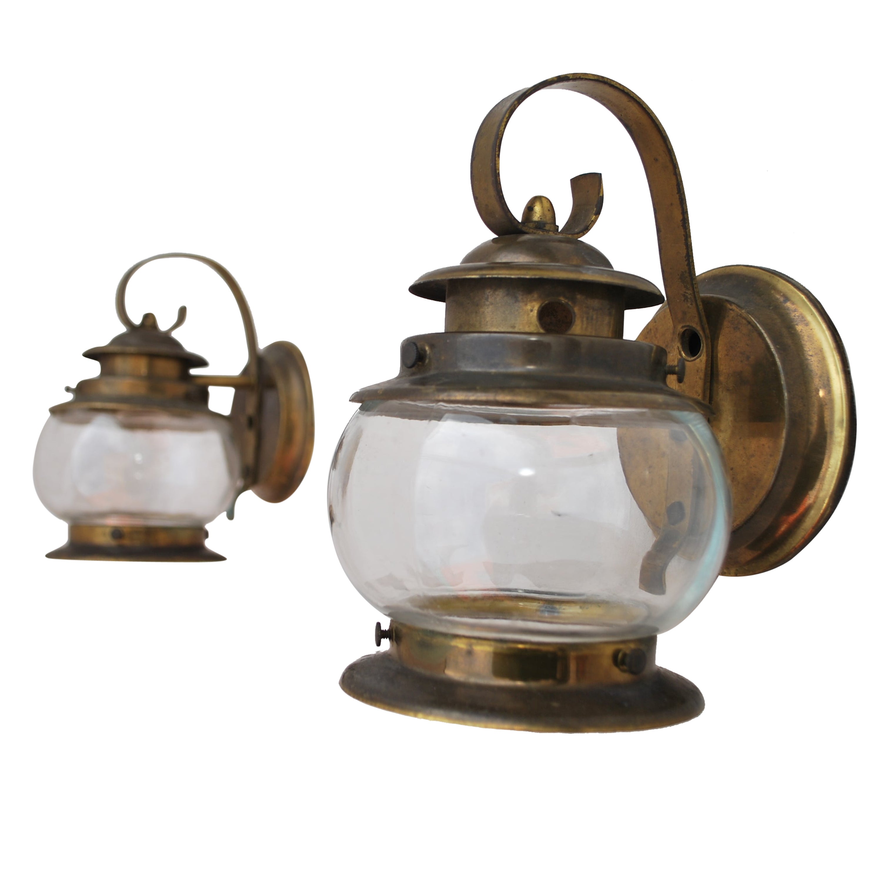 Pair of 1930s Brass Outdoor Sconces