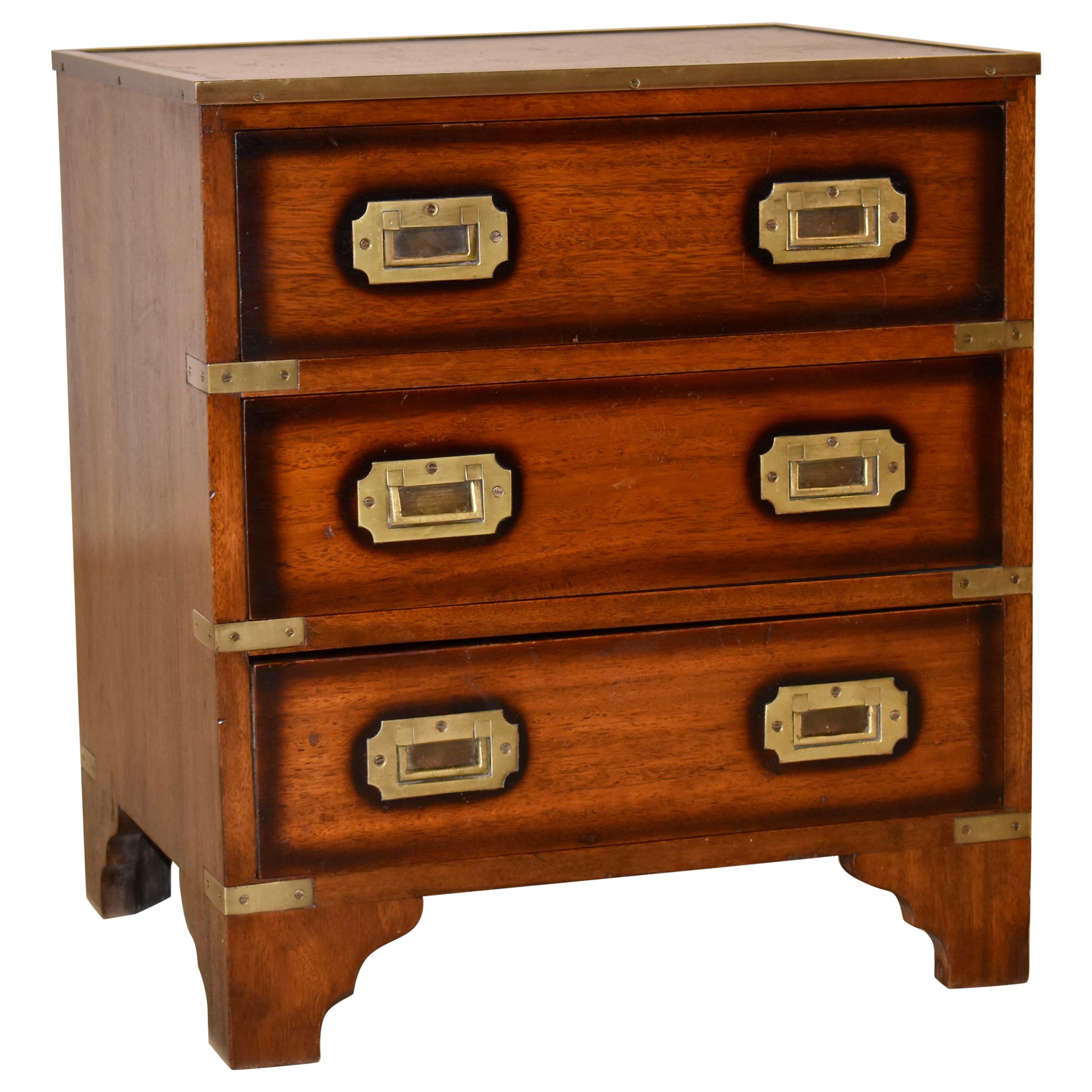 Campaign Small Chest Side Table, circa 1950 For Sale at 1stDibs