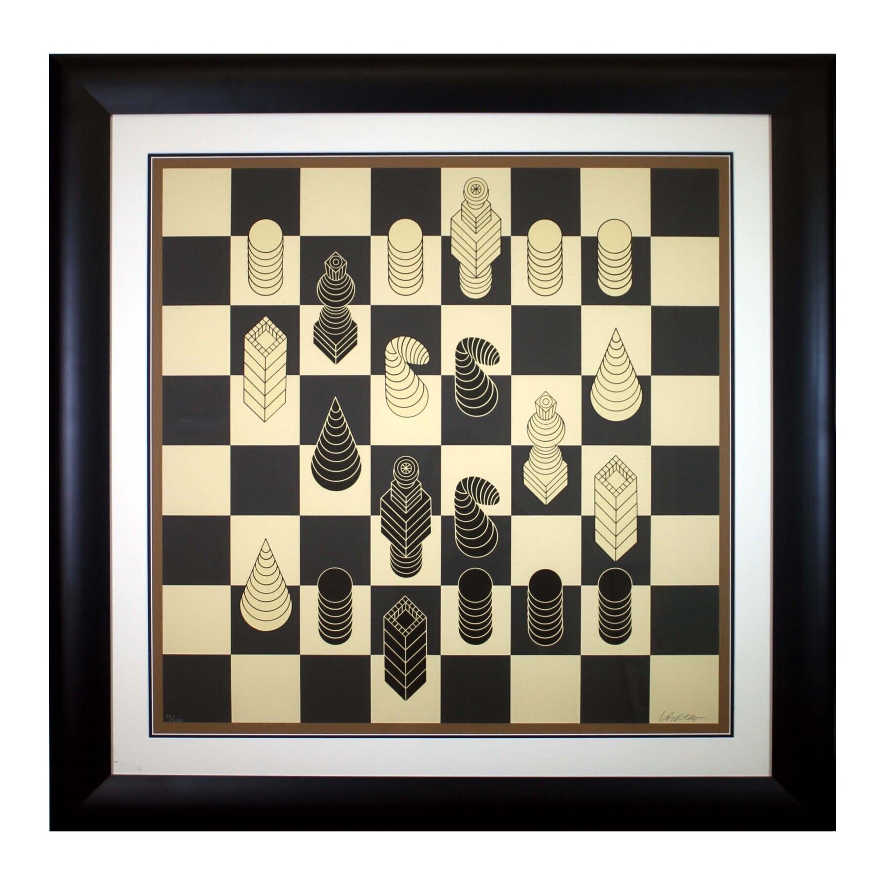 Victor Vasarely Chessboard Signed Op Art Modern Silkscreen 77/300 Framed, 1975