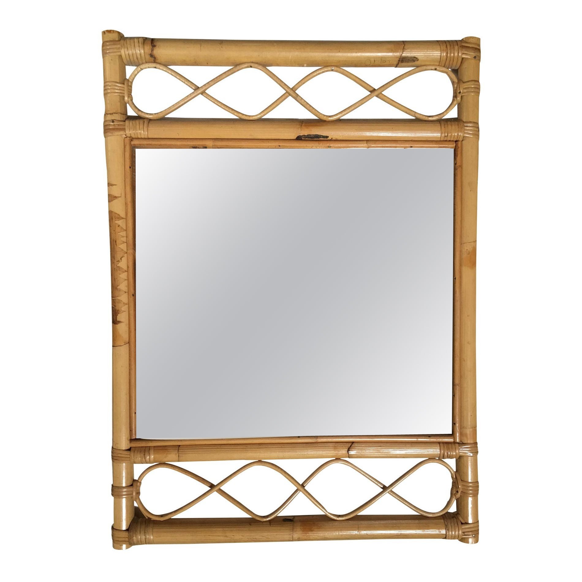 Single-Strand Rattan Mirror with Stick Rattan Wave Border For Sale at  1stDibs