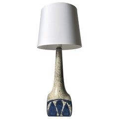 Tall Sculptural Grey, Blue Persia Glaze Modernist Lamp, Starck, Denmark, 1960s