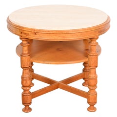 Baker Furniture Italian Provincial Pine Travertine Top Tea Table or Center Table