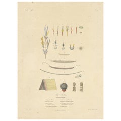 Antique Print of Jewellery, Belts and other Items from Birara, New Ireland
