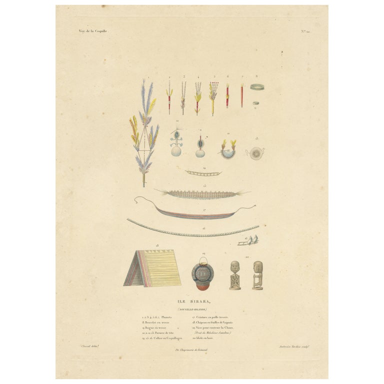 Antique Print of Jewellery, Belts and other Items from Birara, New Ireland  For Sale at 1stDibs