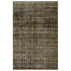 Vintage Zeki Müren Teppich in Schwarz mit goldenem geometrischem Muster, von Rug & Kilim