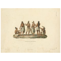"Les indigènes de l'île de Rotuma : Gravure ethnographique ancienne, vers 1825